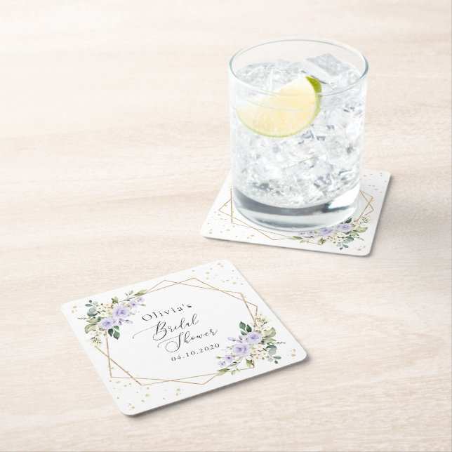 Dessous-de-verre Carré En Papier Fleurs violettes, Fleurs blanches, Boho, Fête des  (En situation)