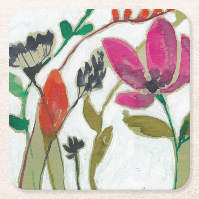 Dessous-de-verre Carré En Papier Fleurs vives (Devant)