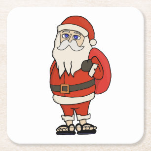 Dessous-de-verre Carré En Papier Flip Flops de Noël du Père Noël