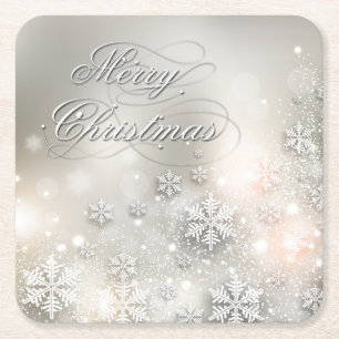 Dessous-de-verre Carré En Papier Flocon de neige élégant de vacances de Noël
