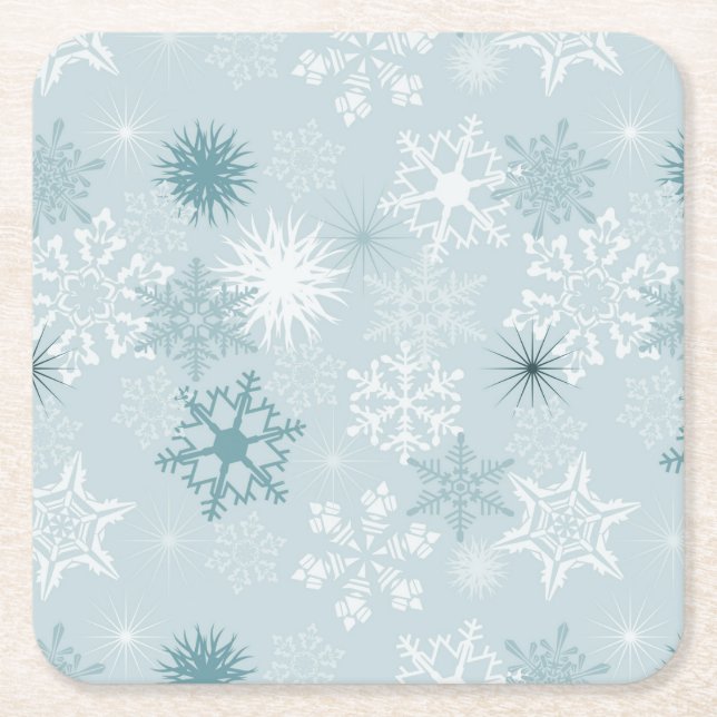 Dessous-de-verre Carré En Papier Flocons de neige (Devant)