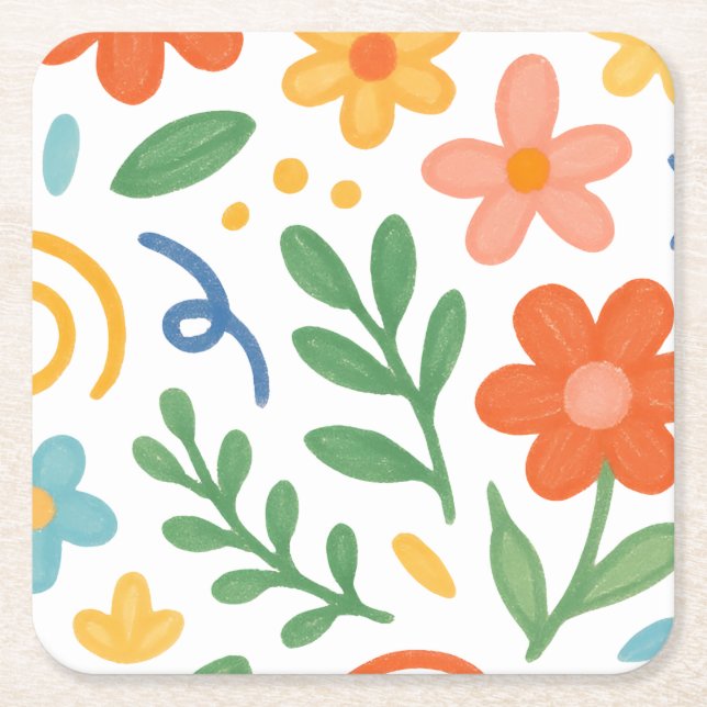 Dessous-de-verre Carré En Papier floral (Devant)