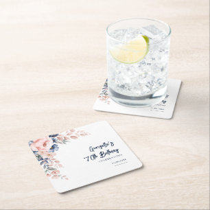 Dessous-de-verre Carré En Papier Floral 70e fête d'anniversaire Botanical Custom
