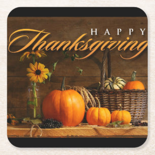 Dessous-de-verre Carré En Papier Floral Citrouille Bon thanksgiving