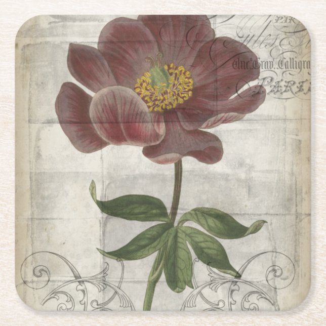 Dessous-de-verre Carré En Papier Floral français I (Devant)