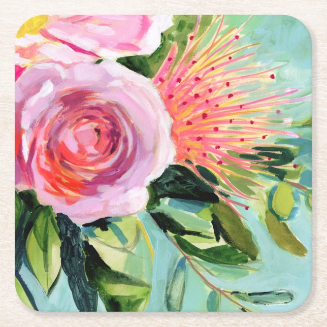 Dessous-de-verre Carré En Papier Floral I (Devant)