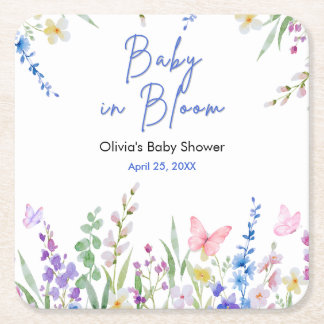 Dessous-de-verre Carré En Papier Floral Spring Baby in Bloom Baby Shower  