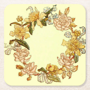Dessous-de-verre Carré En Papier Floral Spring Fleur de couronne rose Fleurs Art
