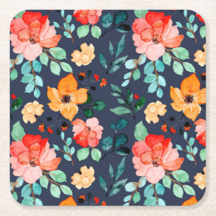 Dessous-de-verre Carré En Papier Floral Surface Motif - Mode Printemps Décoratif