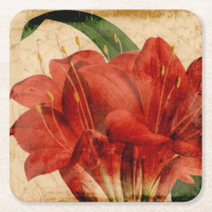 Dessous-de-verre Carré En Papier Floral vibrant VIII