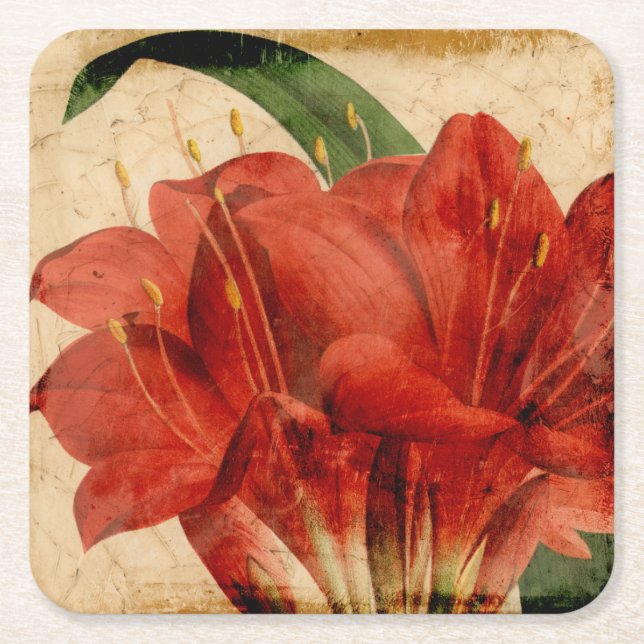 Dessous-de-verre Carré En Papier Floral vibrant VIII (Devant)