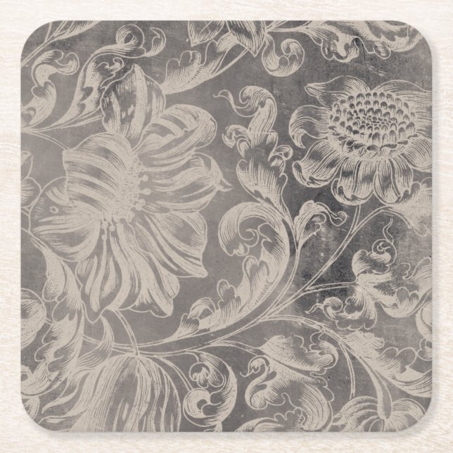 Dessous-de-verre Carré En Papier Floral vieilli (Devant)