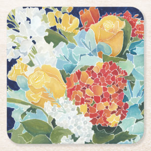 Dessous-de-verre Carré En Papier Florals II de Midnight