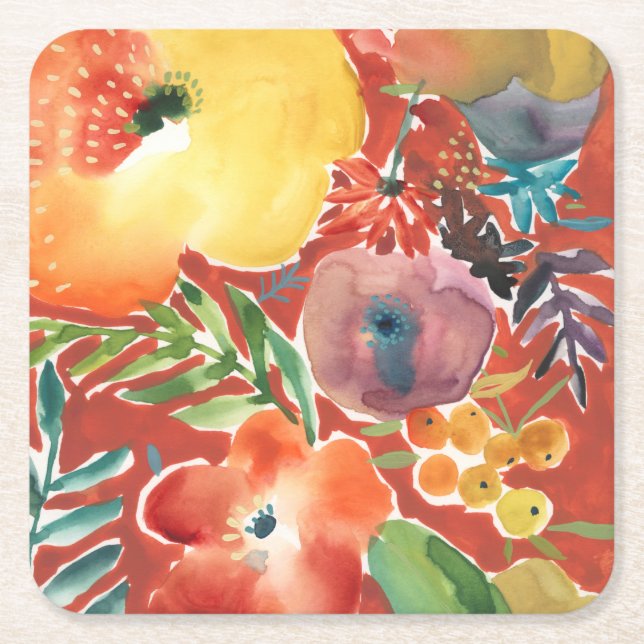 Dessous-de-verre Carré En Papier Flore abondante III (Devant)