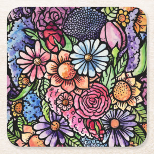 Dessous-de-verre Carré En Papier Flore Bouquet Fleur de printemps