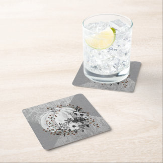 Dessous-de-verre Carré En Papier Flore Citrouille Whimsical et niveaux de gris de b