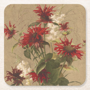 Dessous-de-verre Carré En Papier Flore rouge et bordeaux sophistiquée contre le bei