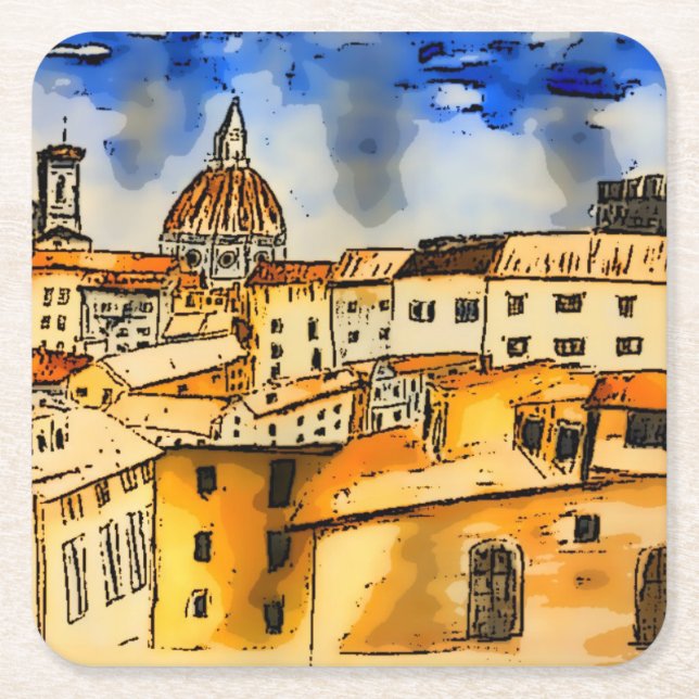 Dessous-de-verre Carré En Papier Florence Italie  (Devant)