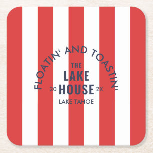 Dessous-de-verre Carré En Papier Flotter et griller au Lake House Red Stripe