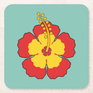Dessous-de-verre Carré En Papier Flower rouge hibiscus