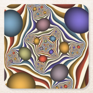 Dessous-de-verre Carré En Papier Flying Up, Colorful Moderne Art Fractal Abstrait