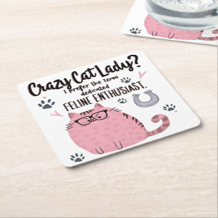 Dessous-de-verre Carré En Papier Folle de chats ? Cadeau drôle pour amateur de chat