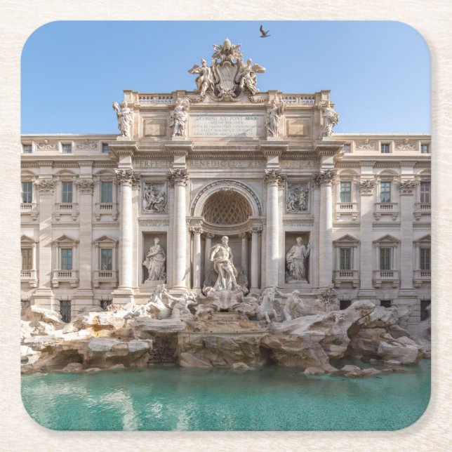 Dessous-de-verre Carré En Papier Fontaine de Trevi tôt le matin - Rome, Italie (Devant)