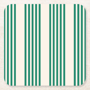 Dessous-de-verre Carré En Papier Forêt vert et beige cinq bandes motif