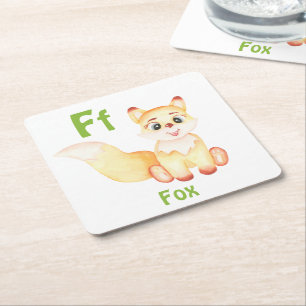 Dessous-de-verre Carré En Papier Fox personnaliser ABC : Lettre F - Ajouter votre n