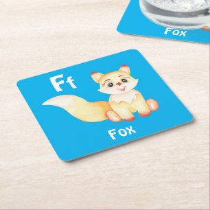 Dessous-de-verre Carré En Papier Fox personnaliser ABC : Lettre F - Ajouter votre n