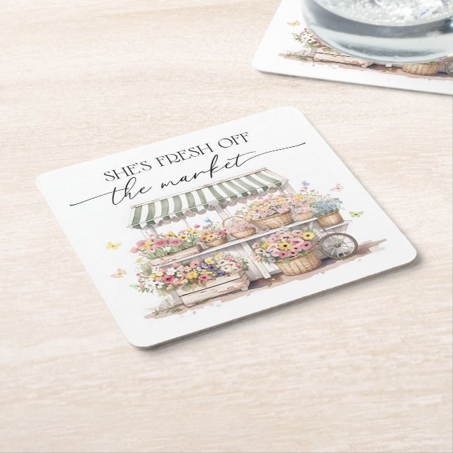 Dessous-de-verre Carré En Papier Frais Éclos du Marché Eau-Forte pour Enterrement d (Incliné)