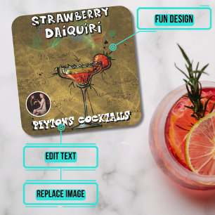Dessous-de-verre Carré En Papier Fraise Daiquiri Cocktail Party