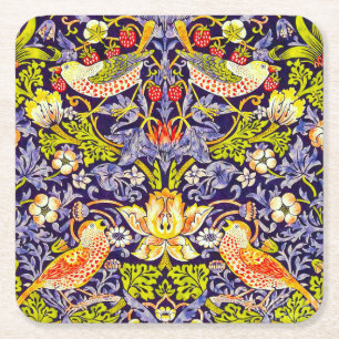Dessous-de-verre Carré En Papier Fraise Thief Oiseaux William Morris