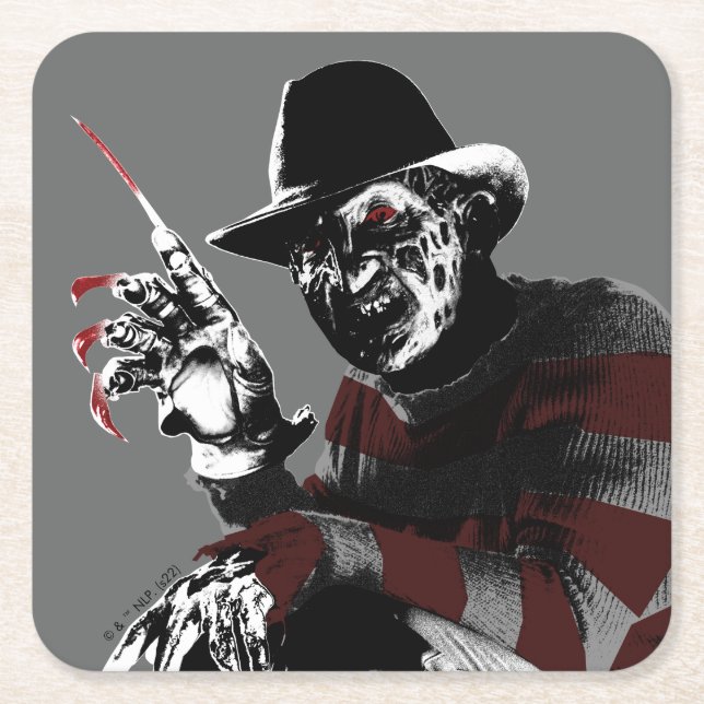 Dessous-de-verre Carré En Papier Freddy contre Jason | Freddy Seeing Red (Devant)