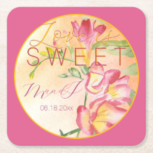 Dessous-de-verre Carré En Papier Freesia Tropical Aquarelle L'amour est doux
