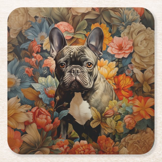 Dessous-de-verre Carré En Papier French Bulldog Frenchie Garden Tapestry Anniversai (Devant)