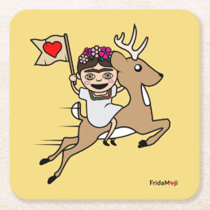 Dessous-de-verre Carré En Papier Frida Kahlo  FridaMoji - Reindeer
