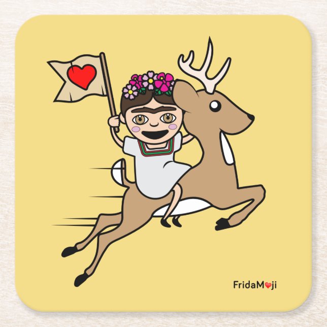 Dessous-de-verre Carré En Papier Frida Kahlo | FridaMoji - Reindeer (Devant)