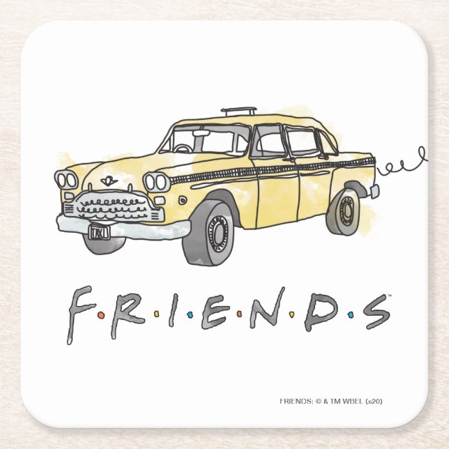 Dessous-de-verre Carré En Papier FRIENDS™| Taxi-taxi (Devant)
