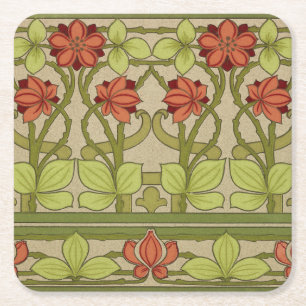 Dessous-de-verre Carré En Papier Frieze Bordure Art Nouveau Floral