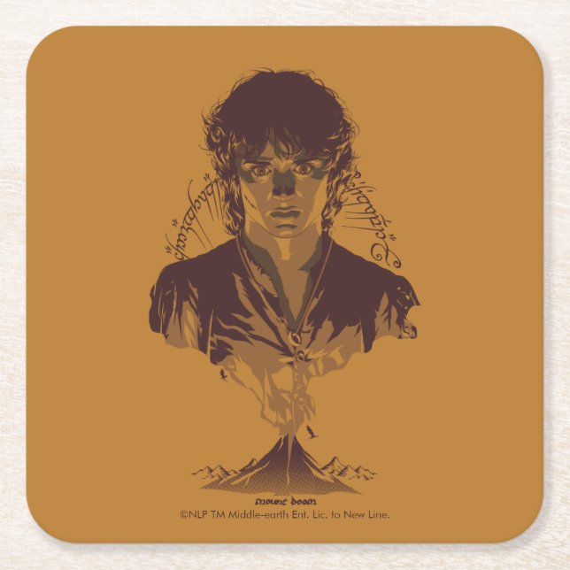 Dessous-de-verre Carré En Papier FRODO™ MOUNT DOOM™ Tengwar Inscription Graphic (Devant)