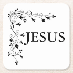 DESSOUS-DE-VERRE CARRÉ EN PAPIER FRONTIÈRE DE JÉSUS FLORAL CORNER