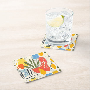 Dessous-de-verre Carré En Papier Fuavisme Style Coloris Vibrants Pot Jardin