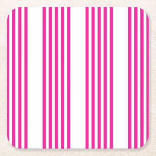 Dessous-de-verre Carré En Papier Fuchsia et blanc cinq bandes motif