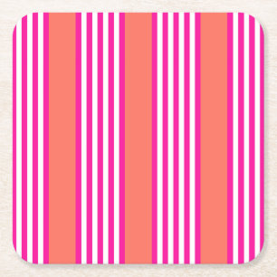 Dessous-de-verre Carré En Papier Fuchsia et corail vivant cinq bandes motif