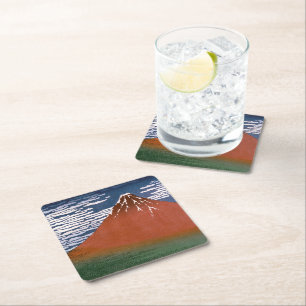 Dessous-de-verre Carré En Papier Fuji rouge, volcan Aka Fujiyama Katsushika Hokusai