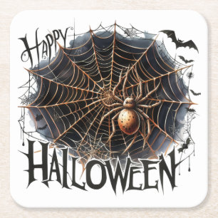 Dessous-de-verre Carré En Papier Fun Éffrayant Spider Web Halloween Dessous de verr