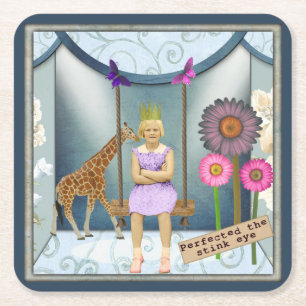 Dessous-de-verre Carré En Papier Funky Vintage Kid Altered Art Collage