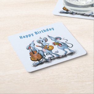 Dessous-de-verre Carré En Papier Funny Birthday Paper Dessous de verre Musical Mous