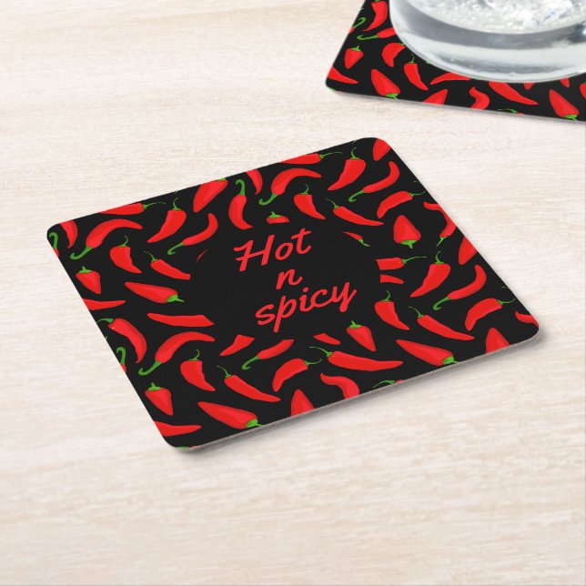 Dessous-de-verre Carré En Papier Funny Hot Chili Pepper Patterned (Incliné)